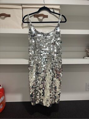 A.J. Bari Silver Sequin Mini Dress